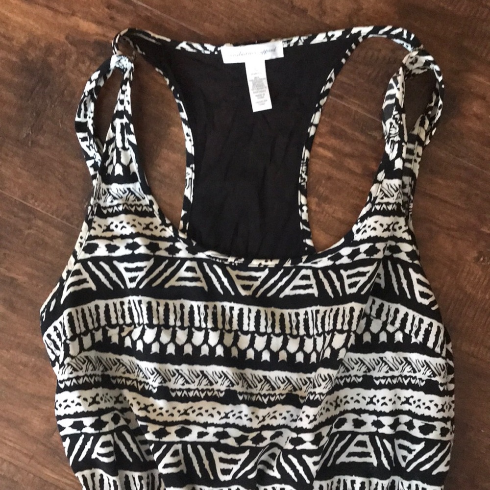 Black & white tribal print high-low dress